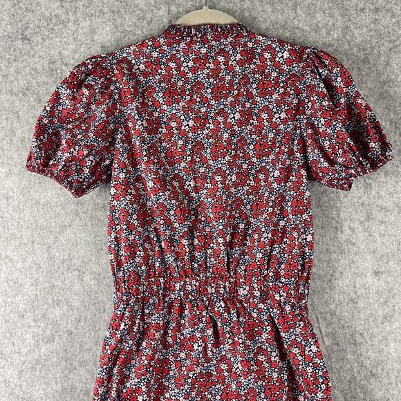 J Crew Crewcuts Jumpsuit Girls 14 Floral Puff Sleeve Gold Button Cotton Colorful - Picture 10 of 16